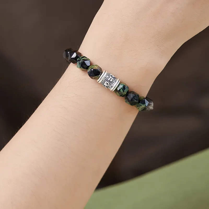 ZUIWENGLANGYASHANWENCHUANG Obsidian Bracelets Unisex-3