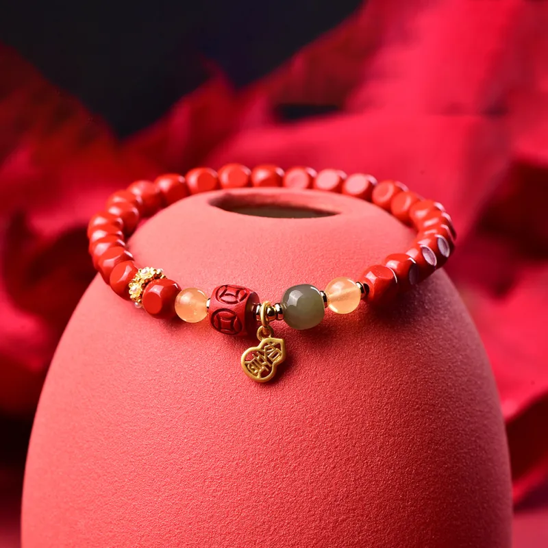 ZUIWENGLANGYASHANWENCHUANG Cinnabar Bracelets Unisex-2