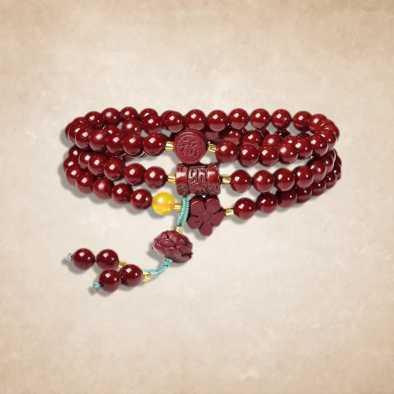 ZUIWENGLANGYASHANWENCHUANG Reconstructed Cinnabar Bracelets Unisex-2
