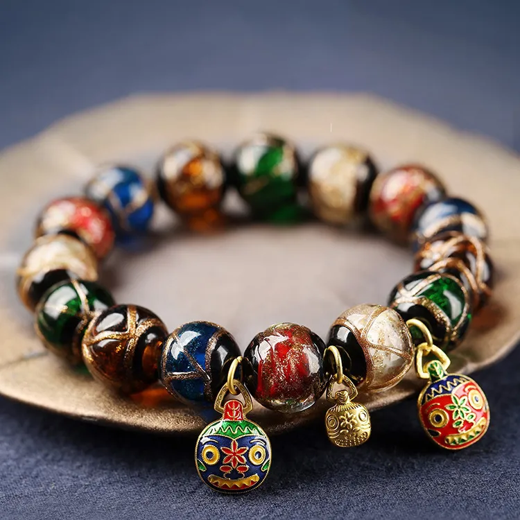 ZUIWENGLANGYASHANWENCHUANG Colored Glaze Bracelets Unisex-1