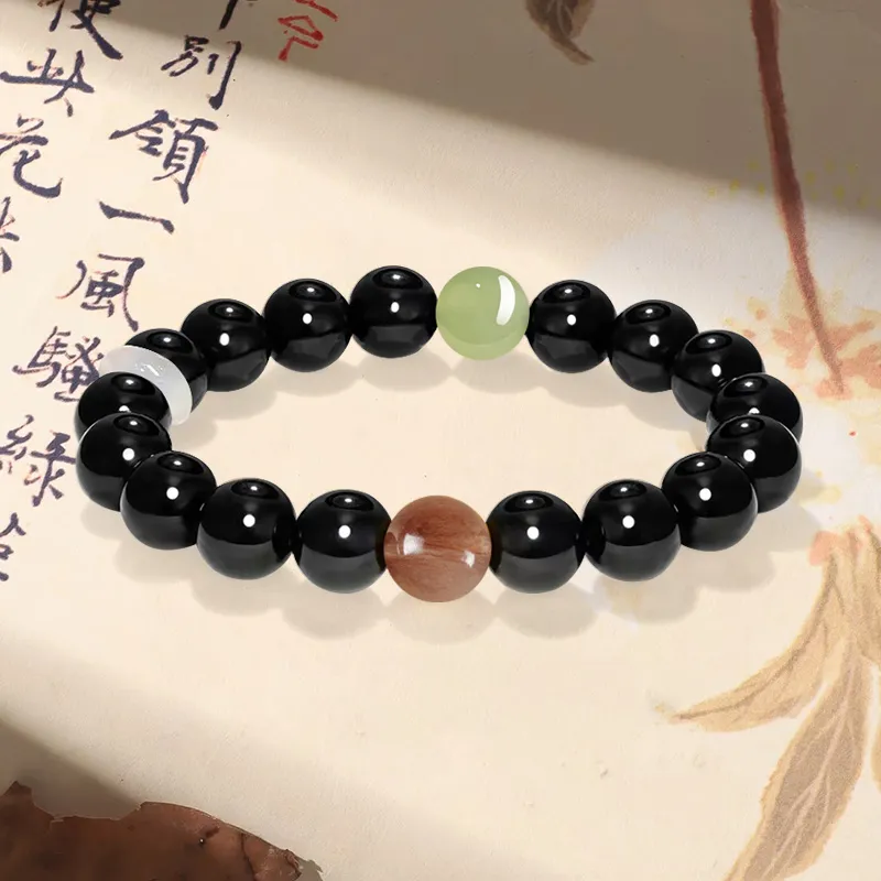 ZUIWENGLANGYASHANWENCHUANG Obsidian Bracelets Unisex-2