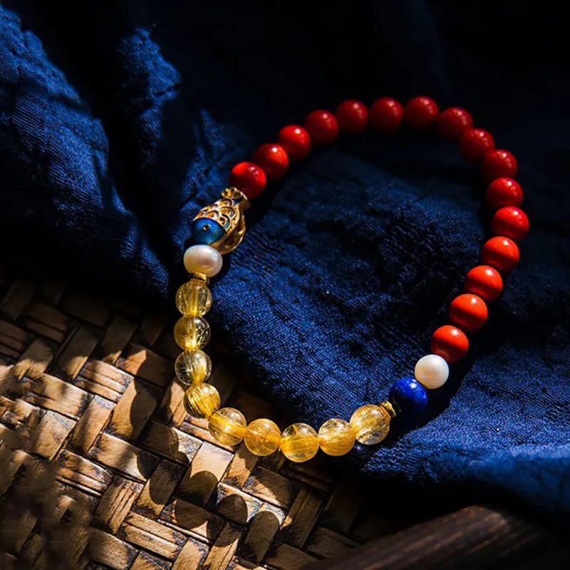 ZUIWENGLANGYASHANWENCHUANG Cinnabar Jade Bracelets Unisex-3