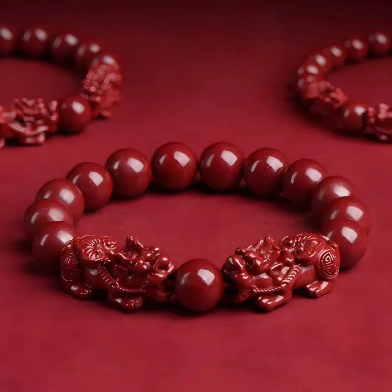 ZUIWENGLANGYASHANWENCHUANG Cinnabar Bracelets Unisex-2