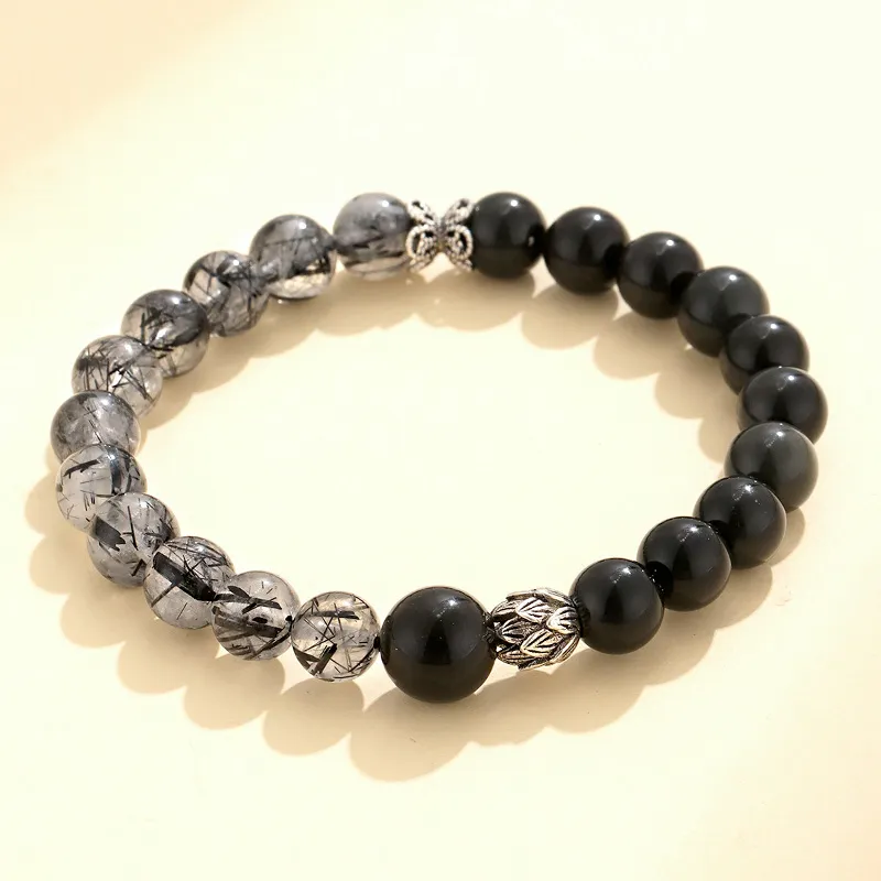 ZUIWENGLANGYASHANWENCHUANG Obsidian Bracelets Unisex-1