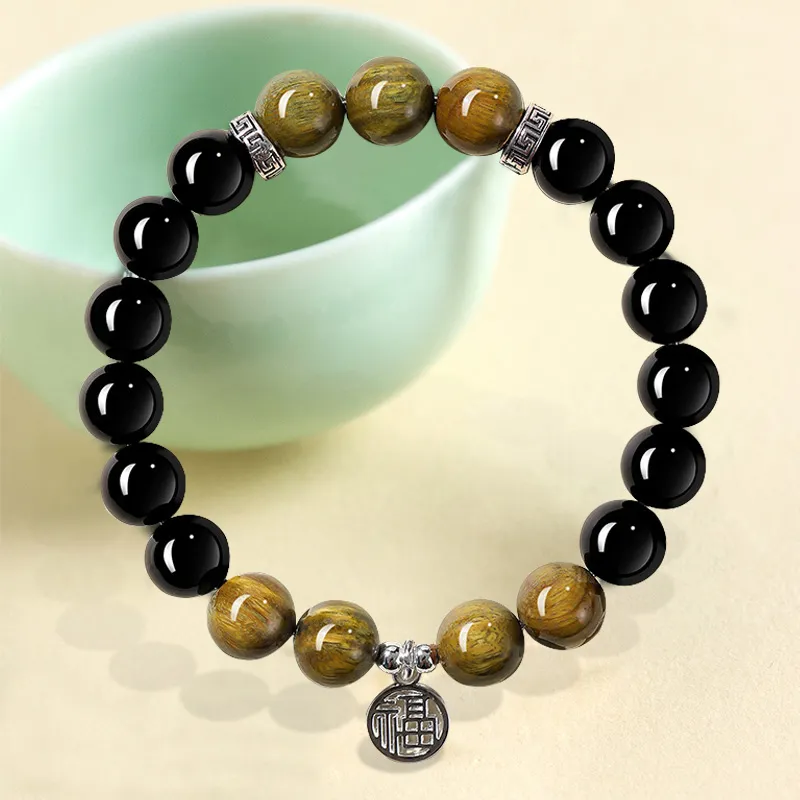 ZUIWENGLANGYASHANWENCHUANG Obsidian Bracelets Unisex-7