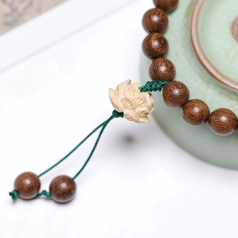 ZUIWENGLANGYASHANWENCHUANG Green Sandalwood Bracelets Unisex-2