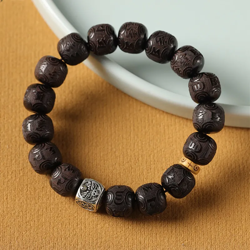 ZUIWENGLANGYASHANWENCHUANG Ebony Wooden Bracelets Men's-1