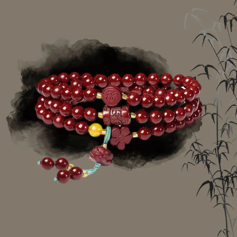 ZUIWENGLANGYASHANWENCHUANG Reconstructed Cinnabar Bracelets Unisex-1