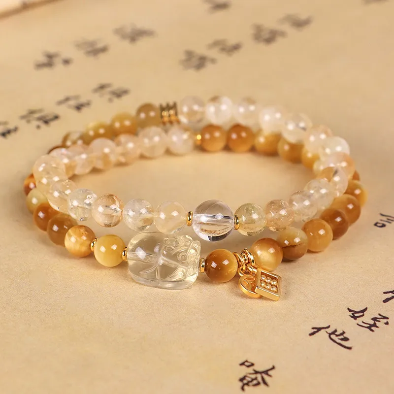 ZUIWENGLANGYASHANWENCHUANG Tiger's Eye Stone Bracelets Unisex-3