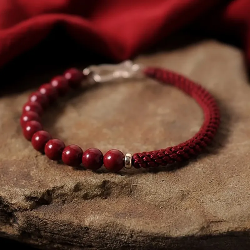 ZUIWENGLANGYASHANWENCHUANG Reconstructed Cinnabar Bracelets Unisex-1