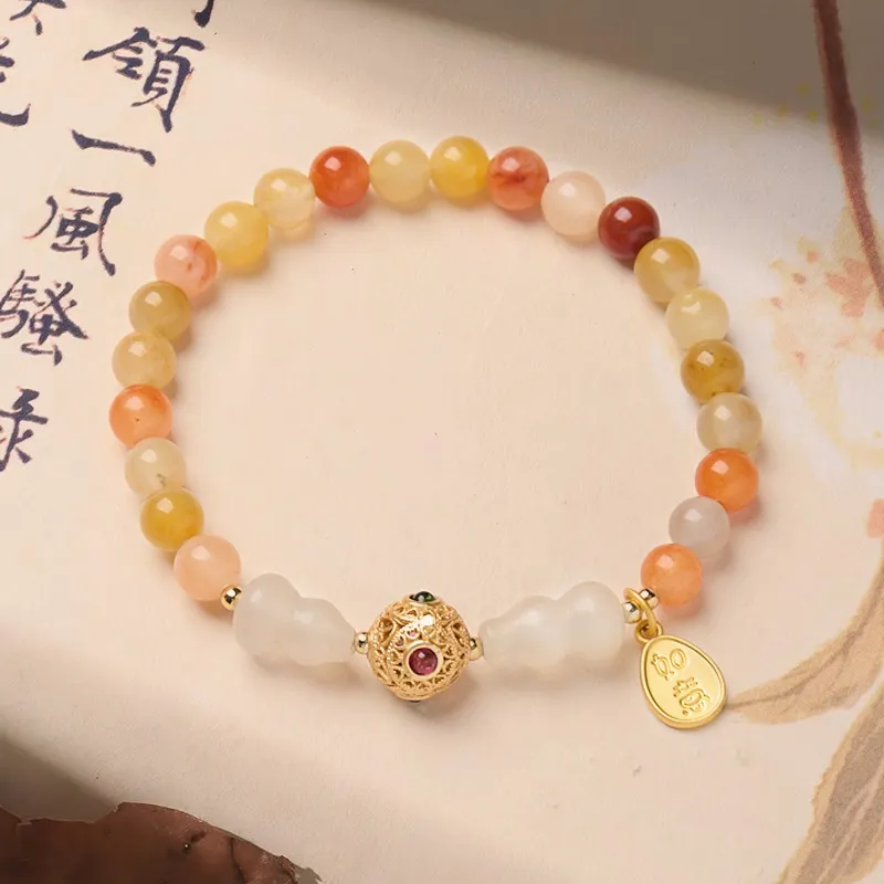 ZUIWENGLANGYASHANWENCHUANG Golden Silk Jade Bracelets Women's-2