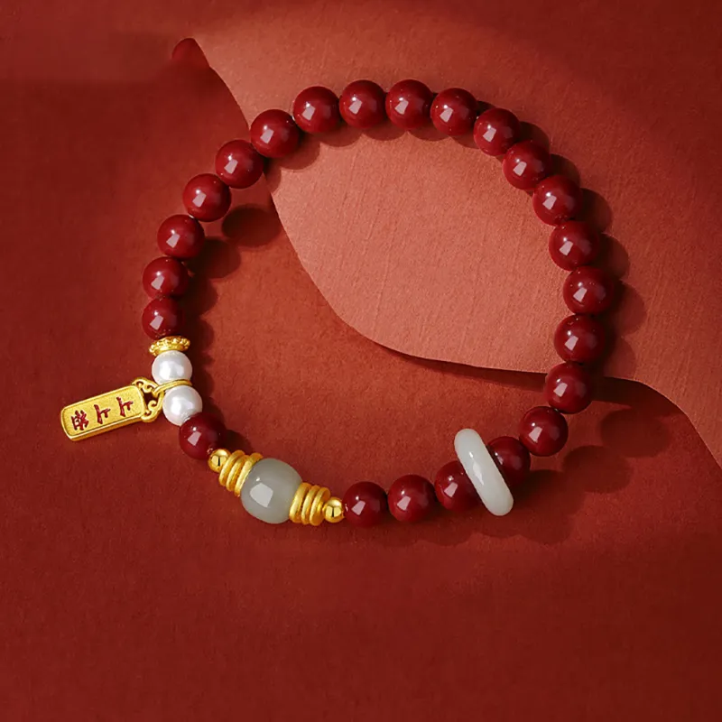 ZUIWENGLANGYASHANWENCHUANG Reconstructed Cinnabar Bracelets Unisex-1