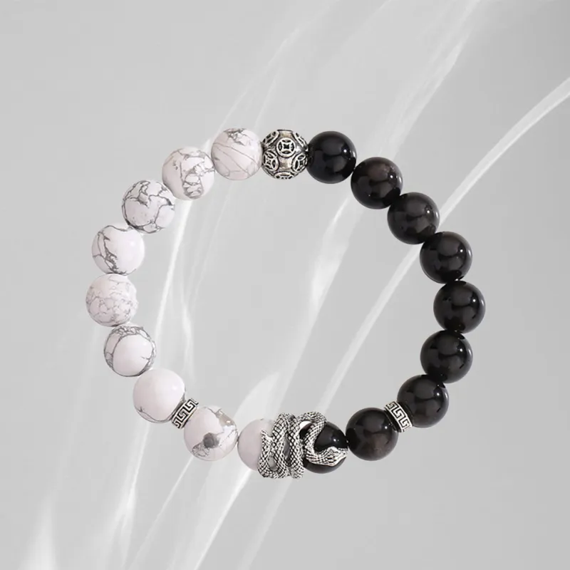 ZUIWENGLANGYASHANWENCHUANG Obsidian Bracelets Unisex-3