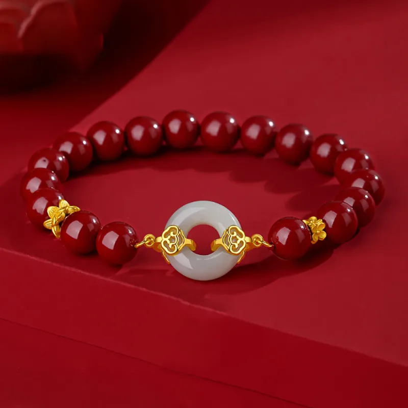 ZUIWENGLANGYASHANWENCHUANG Reconstructed Cinnabar Bracelets Unisex-1