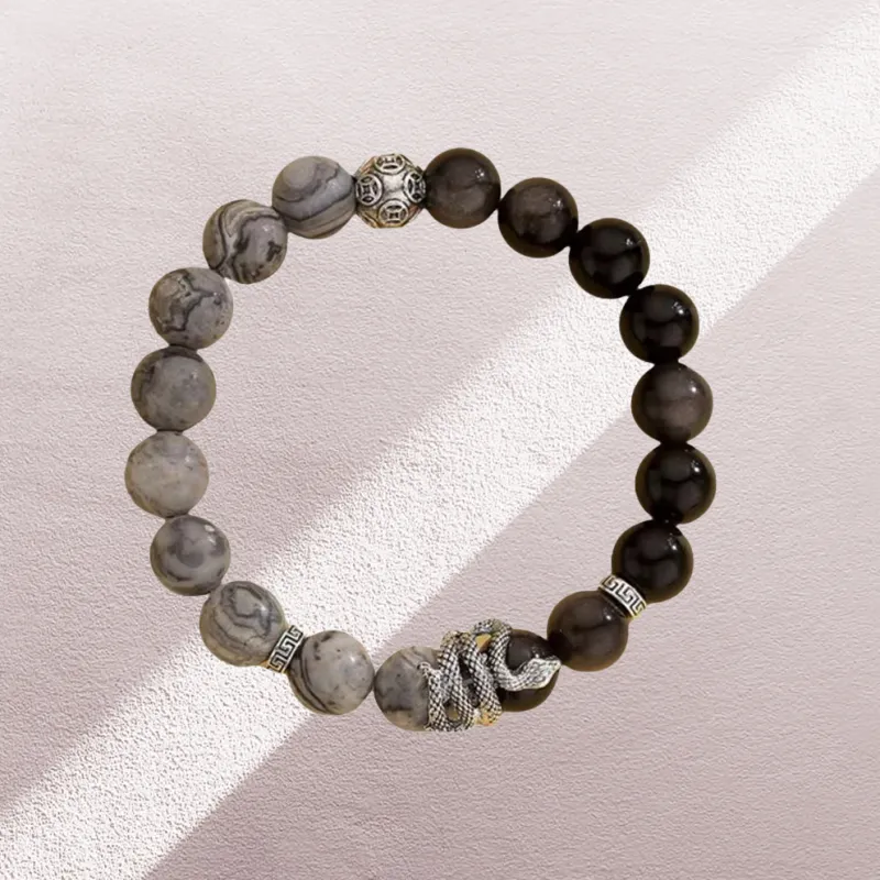 ZUIWENGLANGYASHANWENCHUANG Obsidian Bracelets Unisex-7