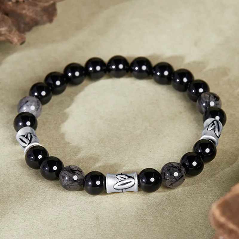 ZUIWENGLANGYASHANWENCHUANG Obsidian Bracelets Unisex-1