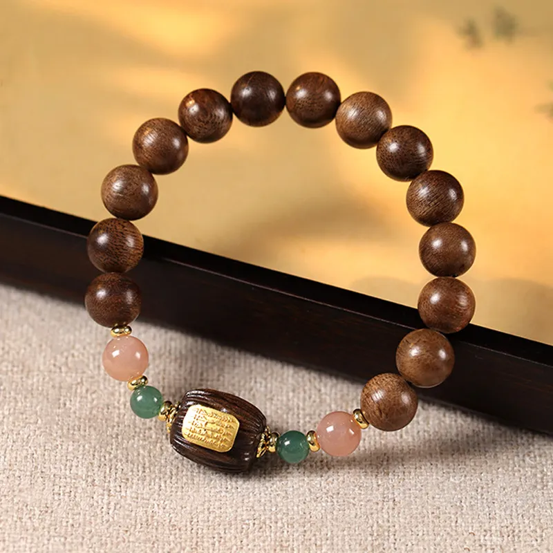 ZUIWENGLANGYASHANWENCHUANG Golden Sandalwood Bracelets Unisex-1