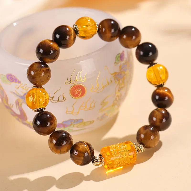 ZUIWENGLANGYASHANWENCHUANG Tiger's Eye Stone Bracelets Unisex-2