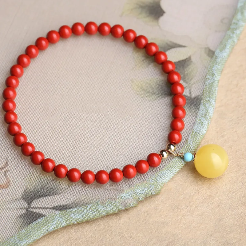 ZUIWENGLANGYASHANWENCHUANG Cinnabar Bracelets Unisex-3