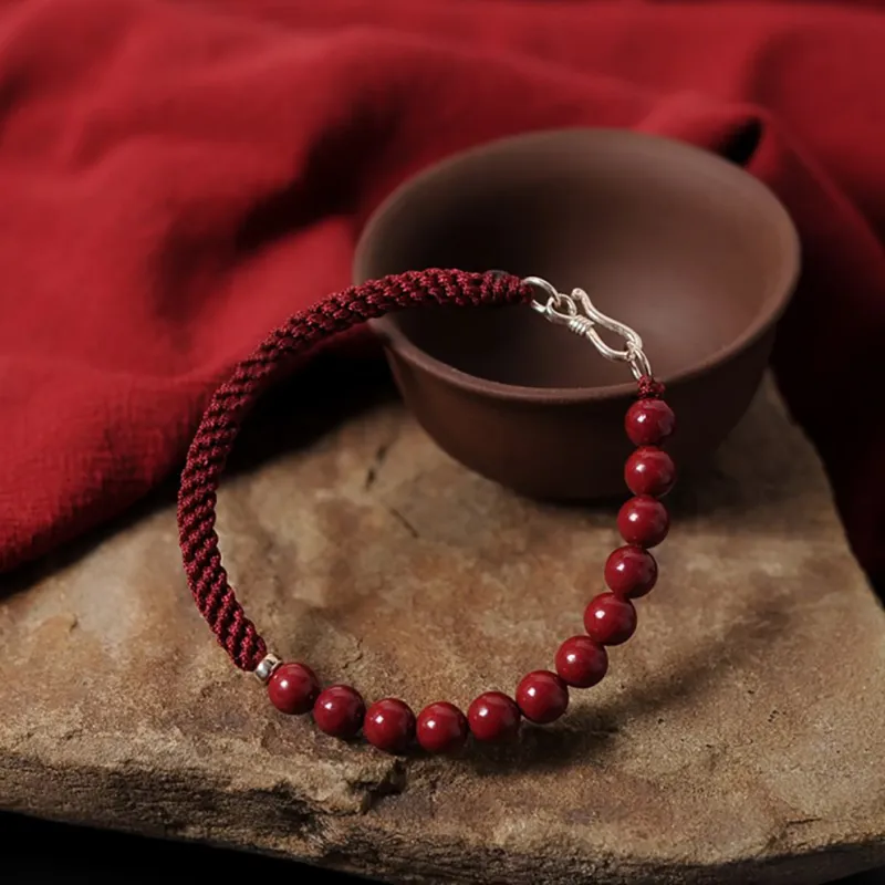 ZUIWENGLANGYASHANWENCHUANG Reconstructed Cinnabar Bracelets Unisex-2