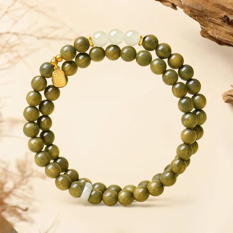 ZUIWENGLANGYASHANWENCHUANG Green Sandalwood Bracelets Women's-1