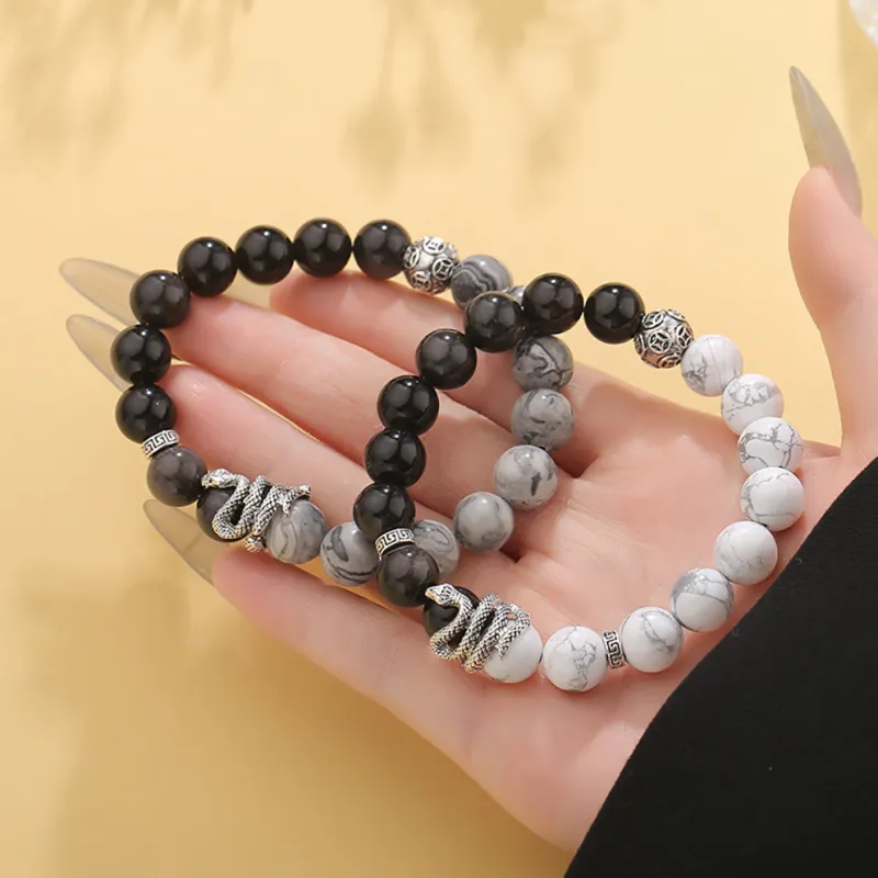 ZUIWENGLANGYASHANWENCHUANG Obsidian Bracelets Unisex-9