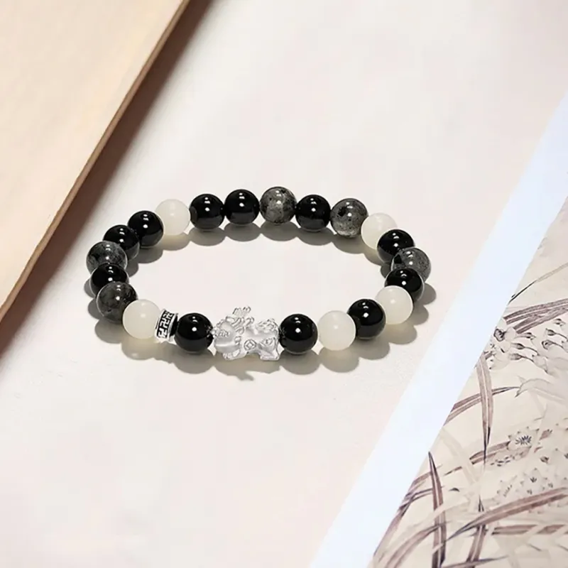 ZUIWENGLANGYASHANWENCHUANG Obsidian Bracelets Unisex-3