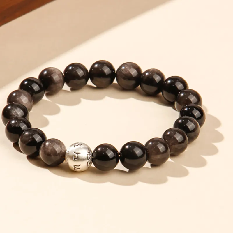 ZUIWENGLANGYASHANWENCHUANG Obsidian Bracelets Unisex-1