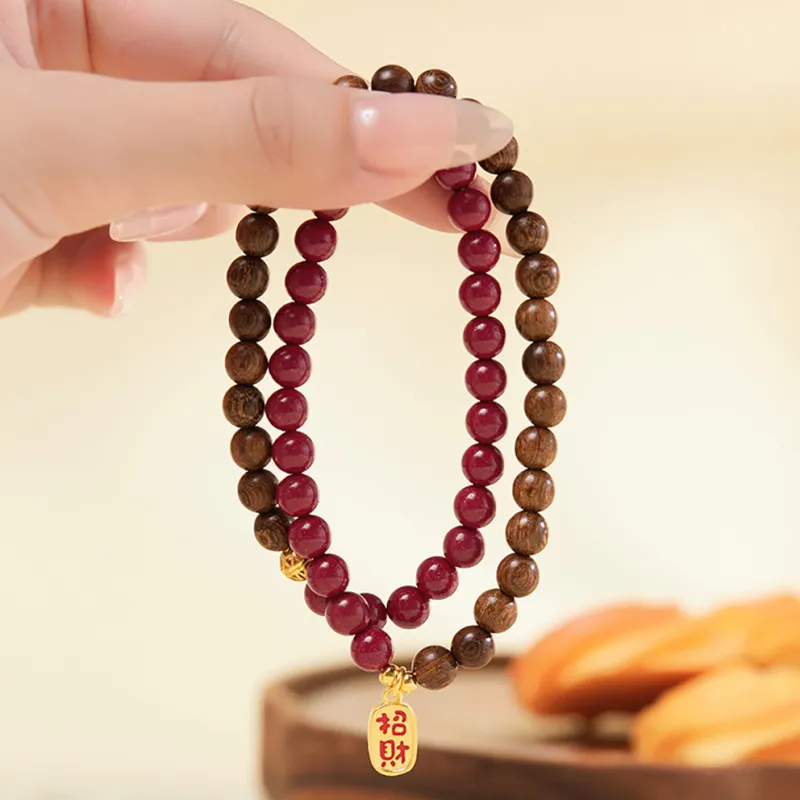 ZUIWENGLANGYASHANWENCHUANG Reconstructed Cinnabar Bracelets Unisex-3