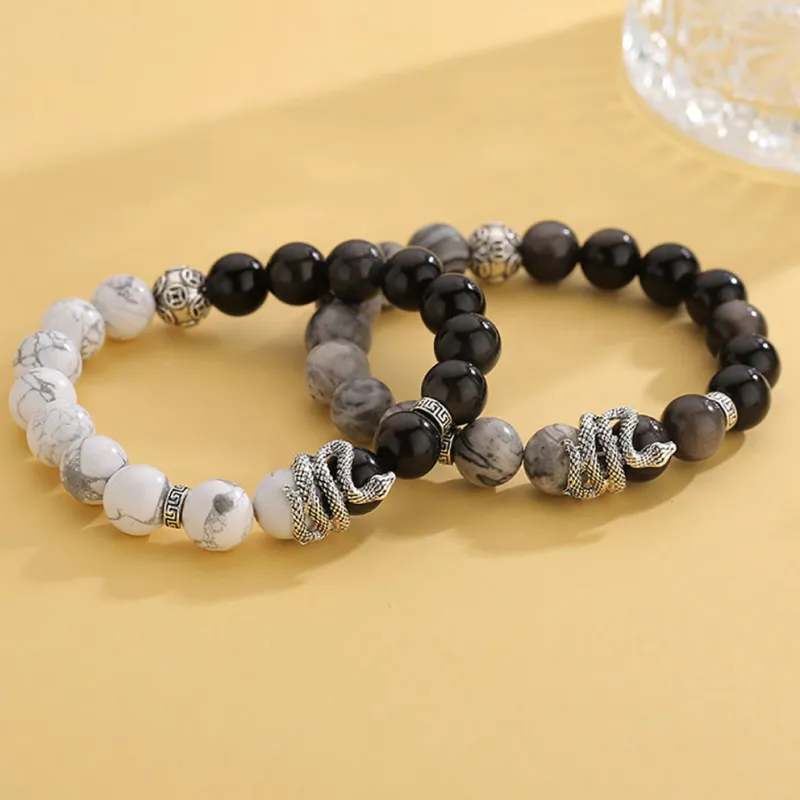 ZUIWENGLANGYASHANWENCHUANG Obsidian Bracelets Unisex-11