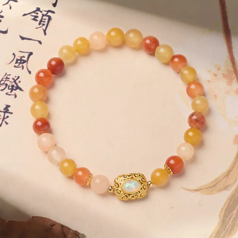 ZUIWENGLANGYASHANWENCHUANG Golden Silk Jade Bracelets Women's-2