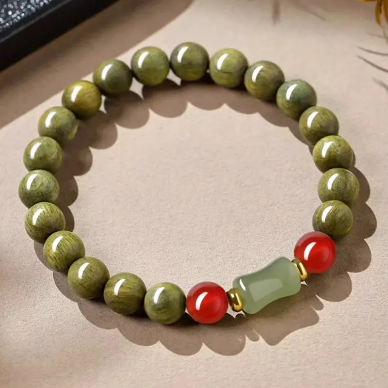 ZUIWENGLANGYASHANWENCHUANG Green Sandalwood Bracelets Unisex-1