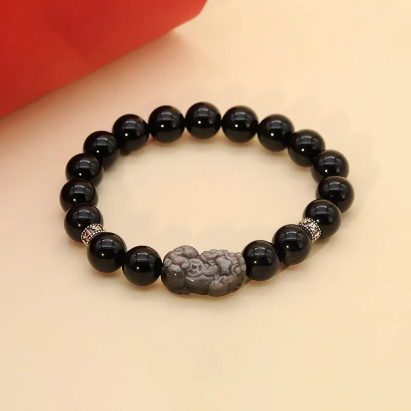 ZUIWENGLANGYASHANWENCHUANG Obsidian Bracelets Unisex-1
