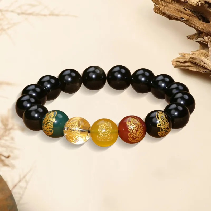 ZUIWENGLANGYASHANWENCHUANG Obsidian Bracelets Men's-1