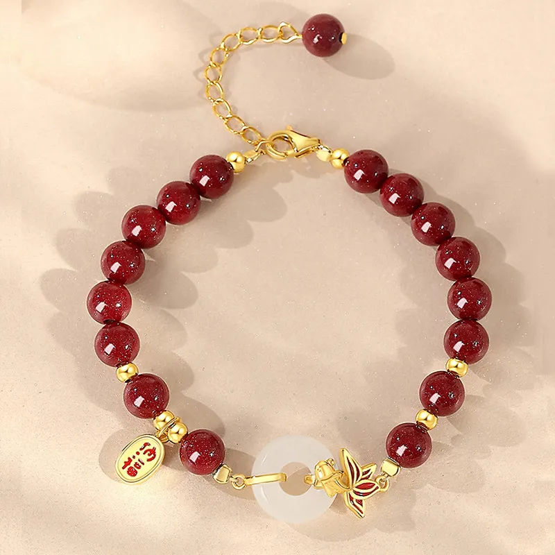 ZUIWENGLANGYASHANWENCHUANG Reconstructed Cinnabar Bracelets Unisex-1