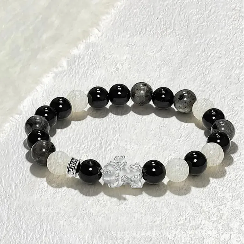 ZUIWENGLANGYASHANWENCHUANG Obsidian Bracelets Unisex-2