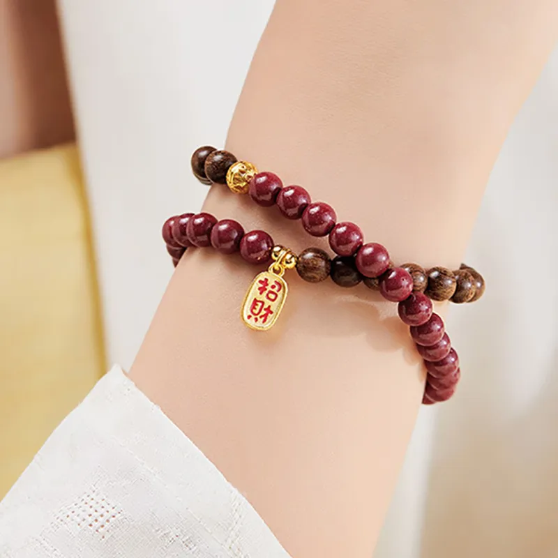 ZUIWENGLANGYASHANWENCHUANG Reconstructed Cinnabar Bracelets Unisex-1