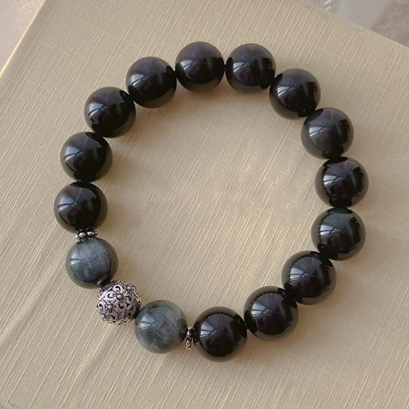 ZUIWENGLANGYASHANWENCHUANG Obsidian Bracelets Unisex-5