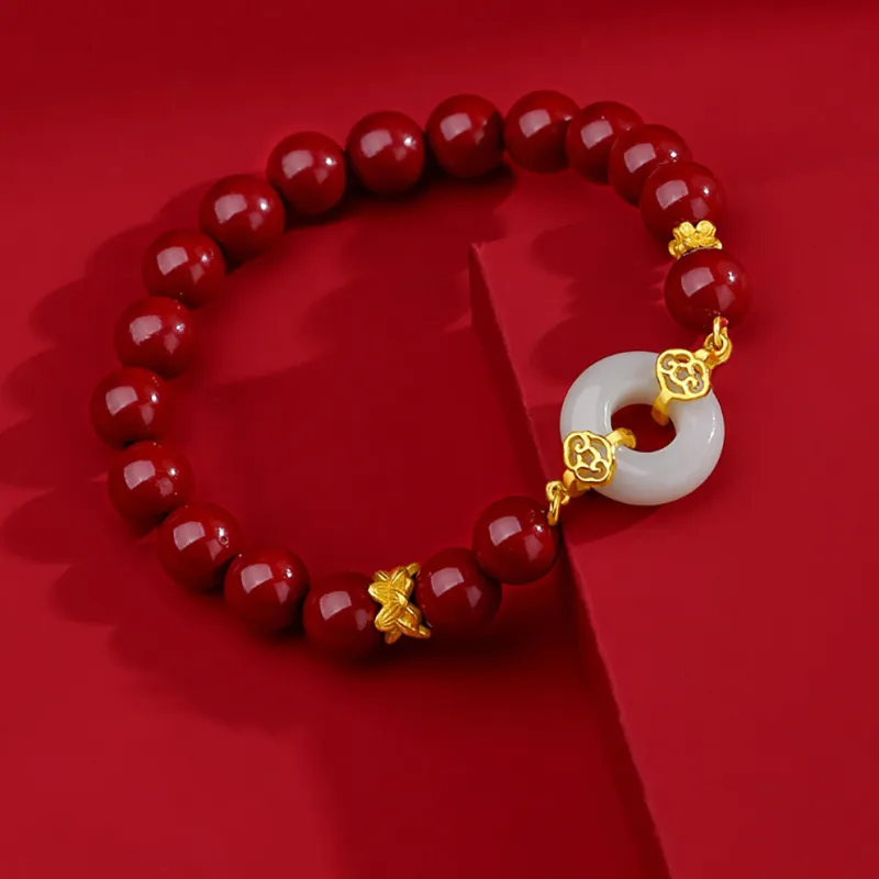 ZUIWENGLANGYASHANWENCHUANG Reconstructed Cinnabar Bracelets Unisex-2