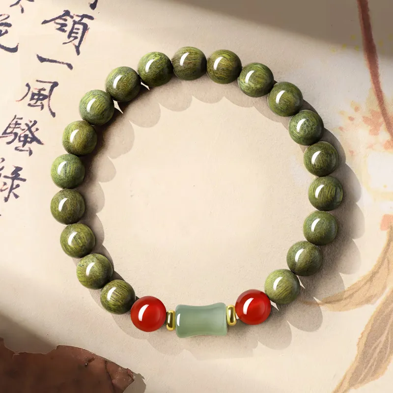 ZUIWENGLANGYASHANWENCHUANG Green Sandalwood Bracelets Unisex-2