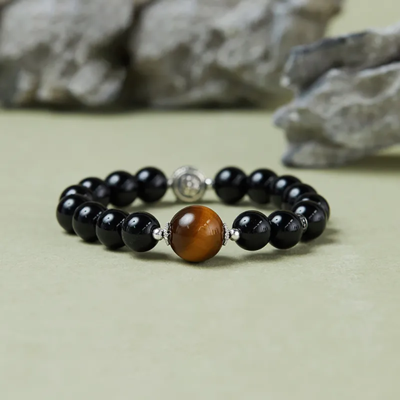 ZUIWENGLANGYASHANWENCHUANG Obsidian Bracelets Unisex-1