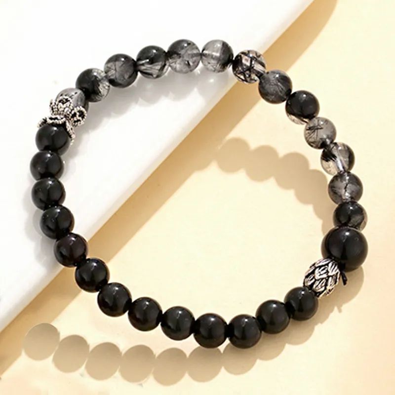 ZUIWENGLANGYASHANWENCHUANG Obsidian Bracelets Unisex-6