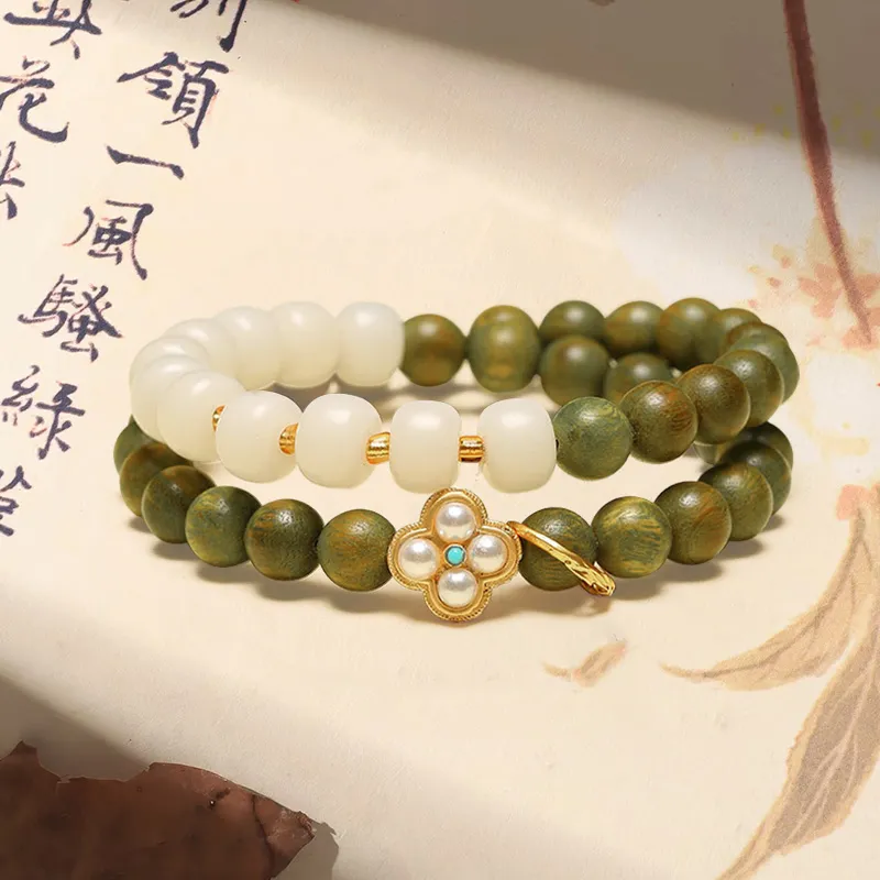 ZUIWENGLANGYASHANWENCHUANG Green Sandalwood Bracelets Unisex-1