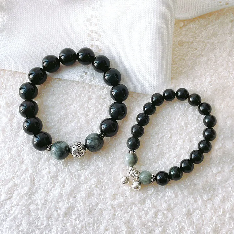 ZUIWENGLANGYASHANWENCHUANG Obsidian Bracelets Unisex-1