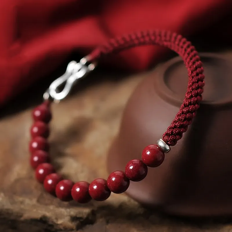 ZUIWENGLANGYASHANWENCHUANG Reconstructed Cinnabar Bracelets Unisex-3