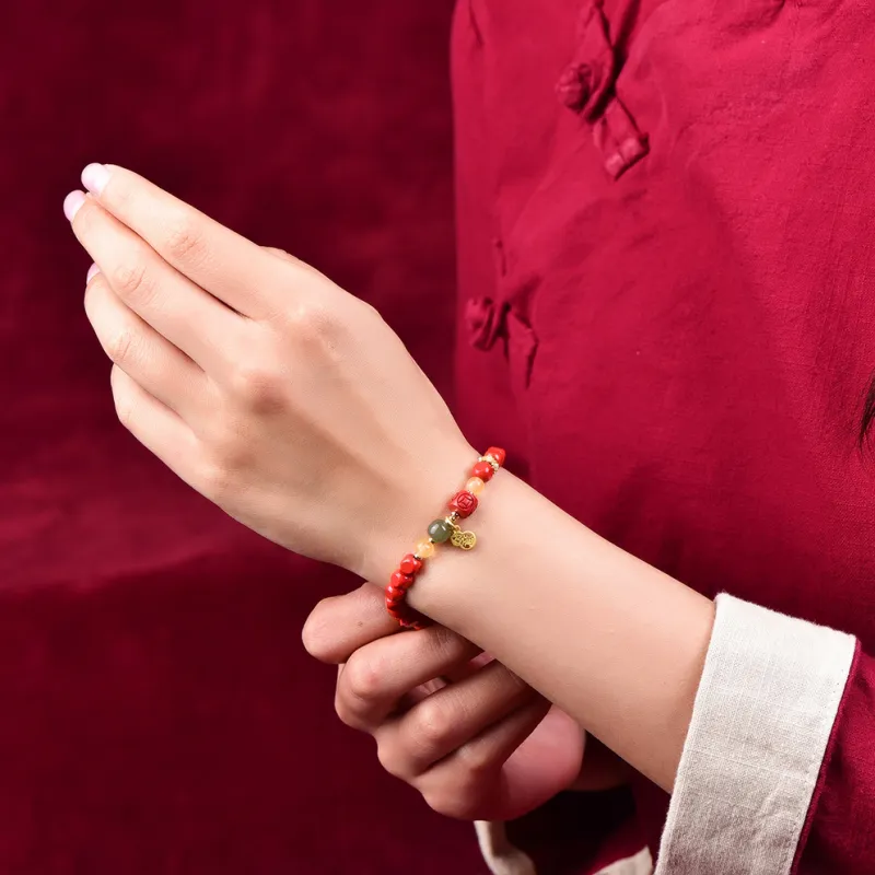 ZUIWENGLANGYASHANWENCHUANG Cinnabar Bracelets Unisex-3
