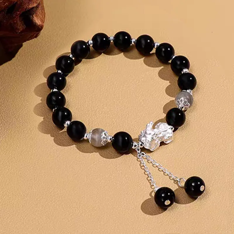ZUIWENGLANGYASHANWENCHUANG Obsidian Bracelets Unisex-1