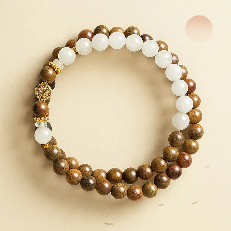 ZUIWENGLANGYASHANWENCHUANG Green Sandalwood Bracelets Unisex-2