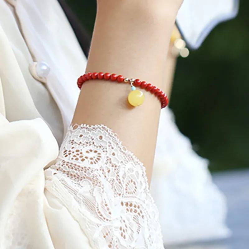 ZUIWENGLANGYASHANWENCHUANG Cinnabar Bracelets Unisex-2