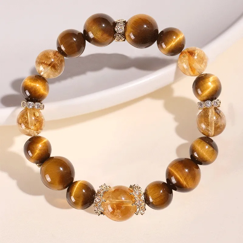 ZUIWENGLANGYASHANWENCHUANG Tiger's Eye Stone Bracelets Unisex-3